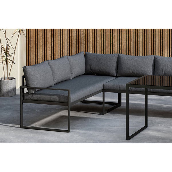 Zingaro Loungeset 1 Ecksofa, 1 Esstisch schwarz. 70 X 135 X 67 cm