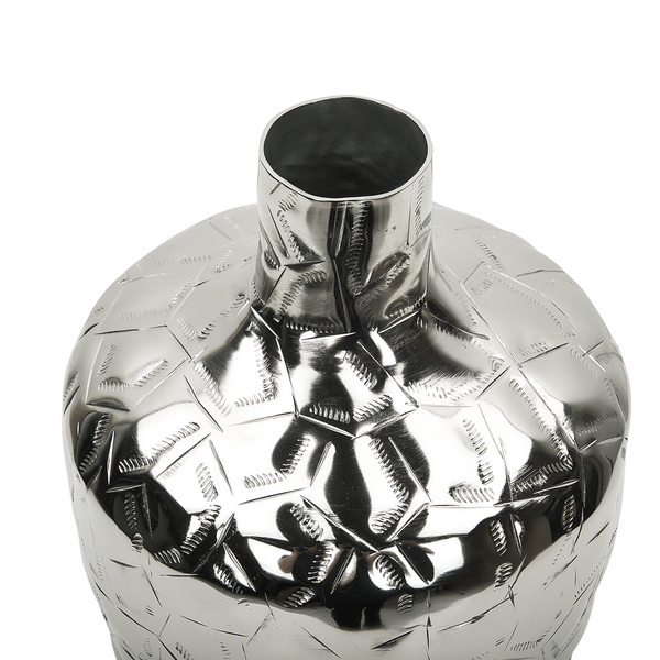 Dekorative silberfarbene Vase mit geometrischem Muster