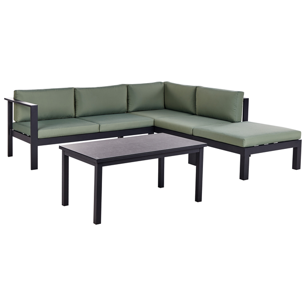 Garten Ecksofa mit Tisch 5-Sitzer MESSINA linksseitig Metall Grün