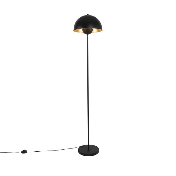 QAZQA - Industrie I Vintage I Industrie I Vintage I Stehlampe schwarz mit Gold I Messing 160 cm - Magnax I Wohnzimmer I Schlafzimmer - Stahl Länglich - LED geeignet E27