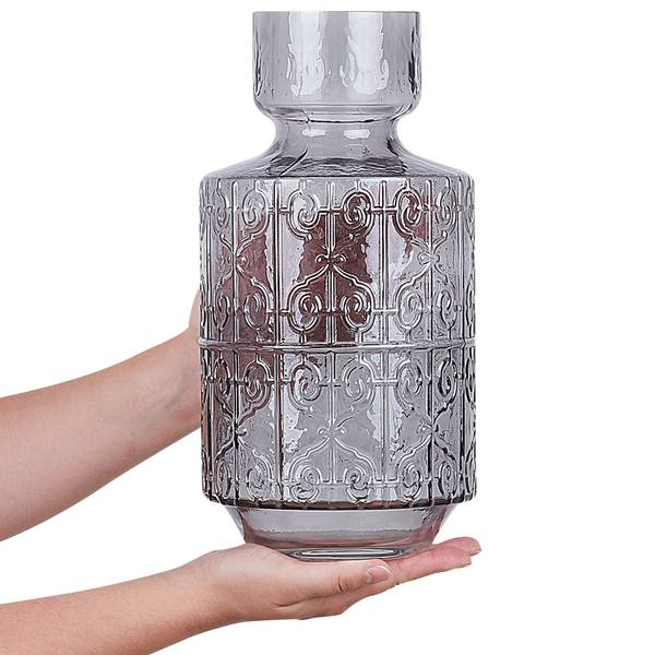 Blumenvase DIKELLA Glas 33 cm Grau