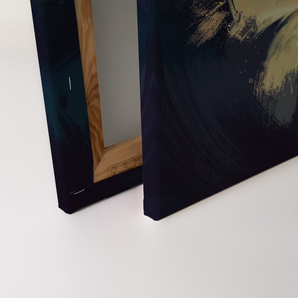 Wandbild auf Leinwand mit Holzkeilrahmen in Nahaufnahme