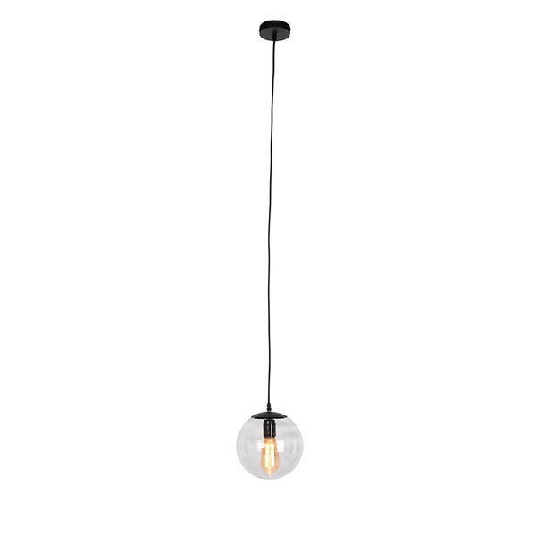 Moderne Hängelampe Schwarz mit grauem Glas 20cm - Pallon