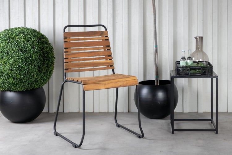 Bois Gartenstuhl stapelbar Akazie, schwarz. 4er Set