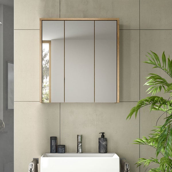 Zeno Spiegelschrank Bad 2 Türen Eiche Dekor. 64 X 20 X 68 cm