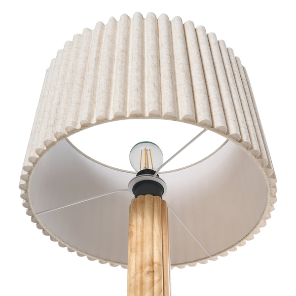 Tischleuchte mit Lampenschirm und Holzfuß