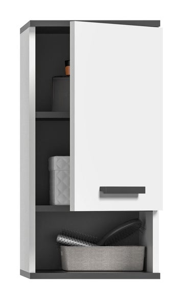 Rocket Badschrank wandhängend 1 Tür, 1 Ablage weiß,grau. 34 X 28 X 68 cm