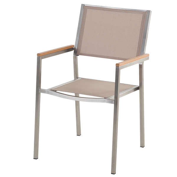 Gartenstuhl 2er Set GROSSETO Edelstahl Beige