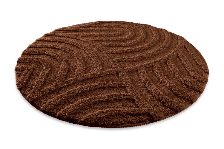 Brauner Teppich mit Frosch-Motiv, kuscheligem Flor, rutschfester TPE-Rückseite, waschbar bei 30 Grad Celsius und für Allergiker geeignet.