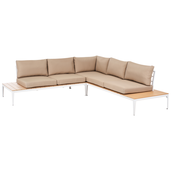 Garten Ecksofa mit Tisch 5-Sitzer POSITANO Hellbraun