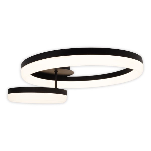 LED-CCT-Deckenleuchte CIRCULO aus schwarzem Metall und sandfarbenem Kunststoff 53 cm lang