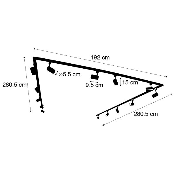Modernes 1-Phasen-Schienensystem mit 14 Spots schwarz - Jeana