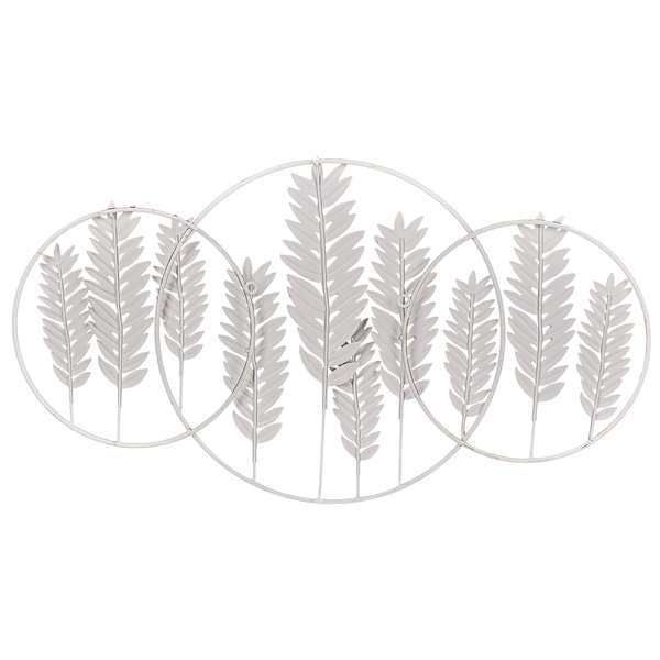 Metall Wanddeko mit Blattmotiven in drei Kreisen