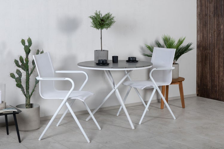 Parma Cafétisch Ø90cm grau-weiß. 90 X 90 X 74 cm