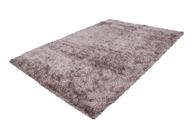 Rechteckiger Hochflor-Teppich Shaggy in Taupe.
