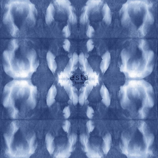 ESTAhome Tapete Tie-Dye Shibori Muster Indigoblau - 53 cm x 10.05 m - 148685