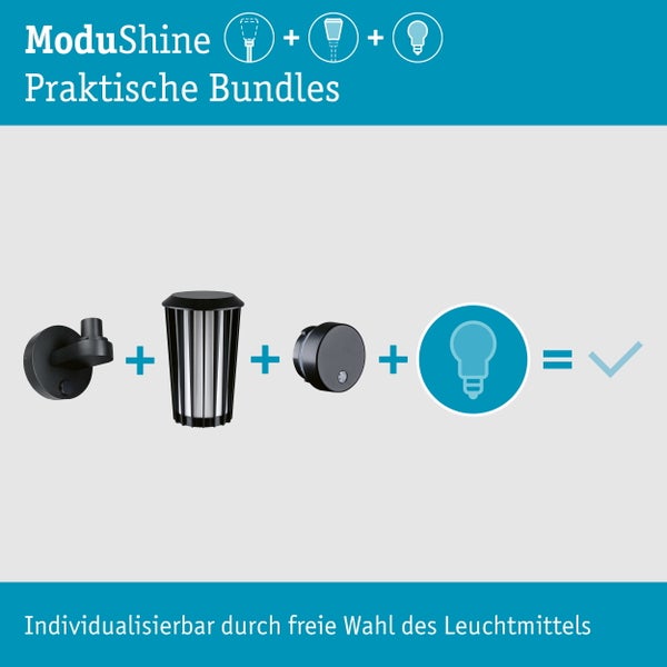 Moderne LED Außenwandleuchte mit geripptem Diffusor und runder Halterung