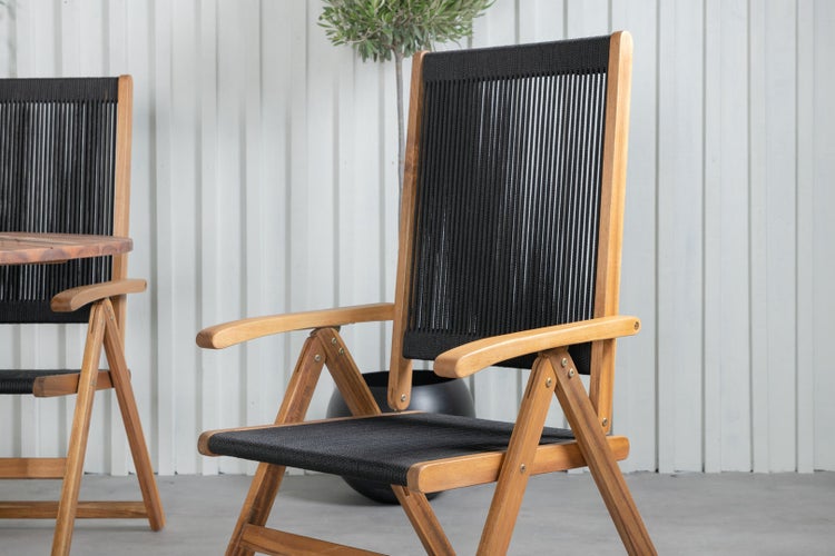 Cot Gartenset Tisch Ø100cm und 4 Stühle Little John schwarz, natur.
