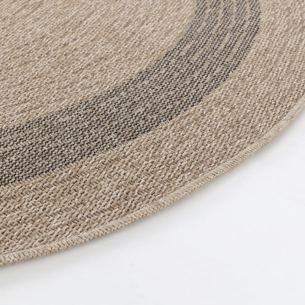 Runder In-/Outdoor-Teppich mit Jute-Look Beige/Schwarz Ø 160 cm RHONDA