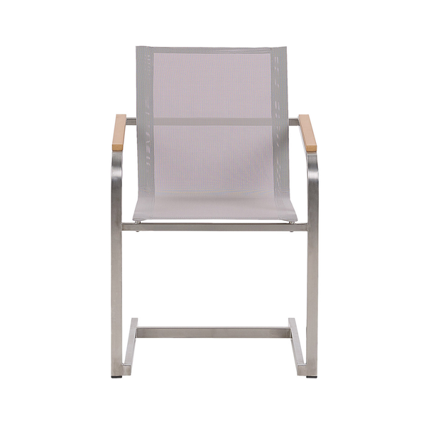 Gartenstuhl 4er Set COSOLETO Edelstahl Beige