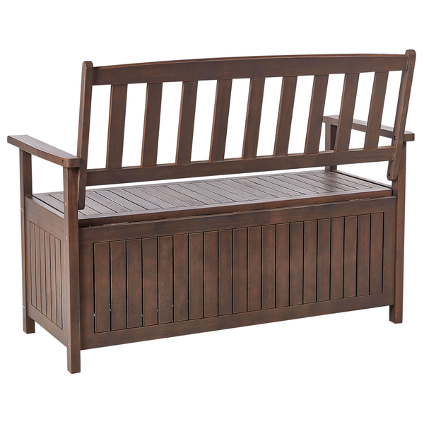 Gartenbank SOVANA 120 cm mit Stauraum Akazienholz Dunkelbraun