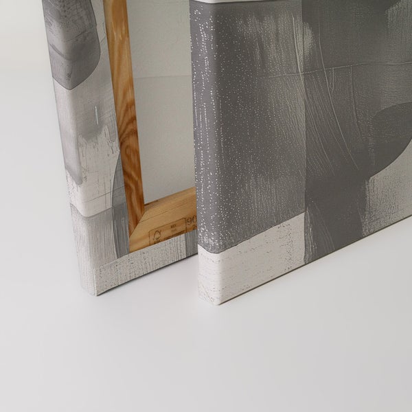 Detailansicht einer Leinwand mit abstraktem Motiv und Holzrahmen