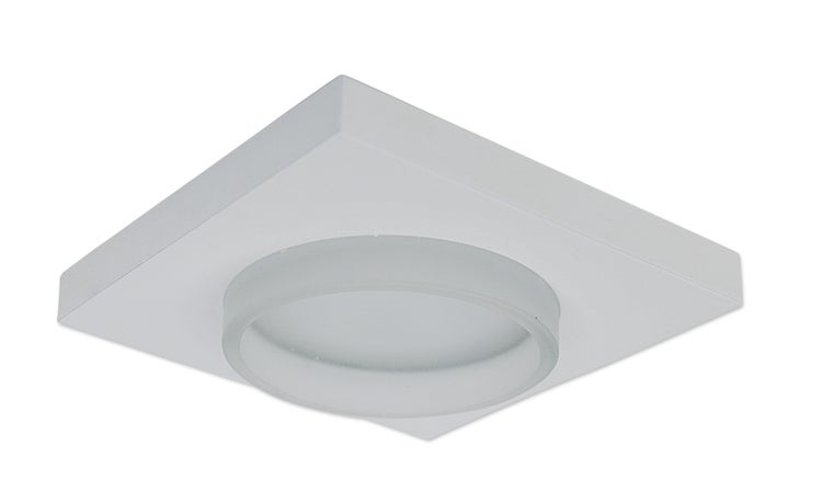 Deckenleuchte mit quadratischer Basis und rundem Lampenschirm