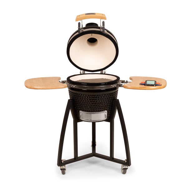 PATTON Keramikgrill Kamado Premium Compact mit Gestell und Ablage - Schwarz