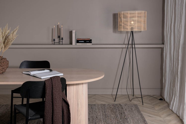 Fence Beleuchtung Stehlampe 50x72x160cm Rattan schwarz, Holz. 72 X 50 X 160 cm