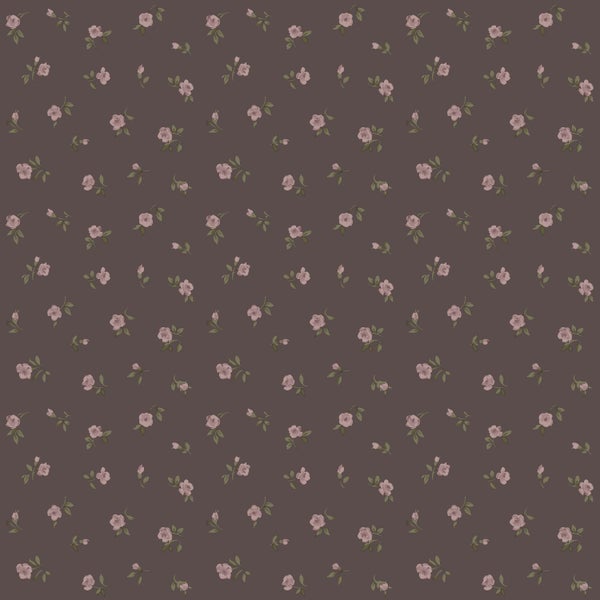 ESTAhome Tapete Blumenmuster Braun und Rosa - 50 x 900 cm - 139835