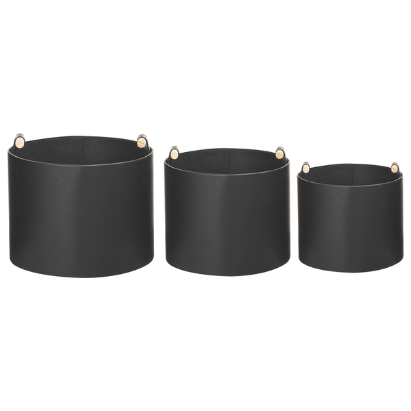 Set aus drei schwarzen Aufbewahrungskörben in verschiedenen Größen