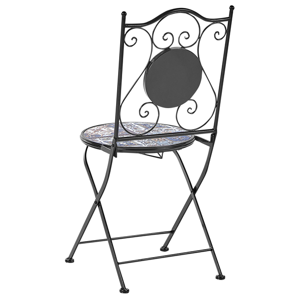 Gartenstuhl aus Metall mit Mosaiksitzfläche