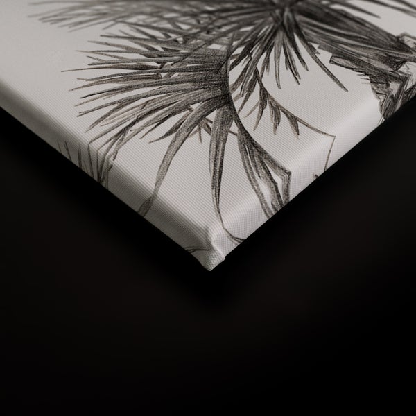 Wandbild auf Leinwand mit botanischem Palmenblatt Motiv als Eckansicht