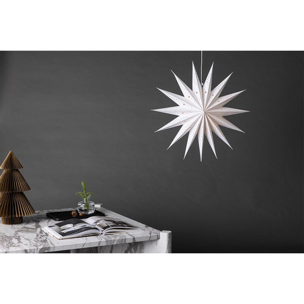 Lindvallen Weihnachtsstern mit Licht Papier Ø60 cm Pendelleuchte weiß. 60 X 16 X 60 cm