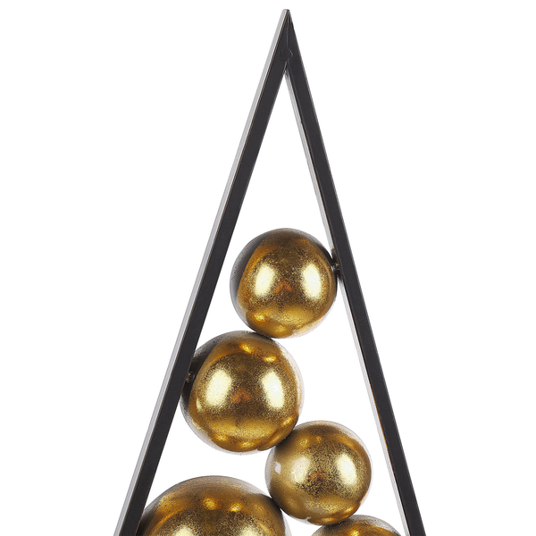 Dekorationsobjekt in Form eines Dreiecks mit goldenen Kugeln