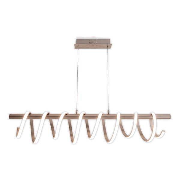 LED Pendelleuchte BELLEZA, moderne Pendellampe aus  Metall und Kunststoff in Nickel matt und Weiß, mit fest verbauten LEDs, 100 cm lang. Die ideale Beleuchtung für Wohnzimmer, Esszimmer oder Küche.