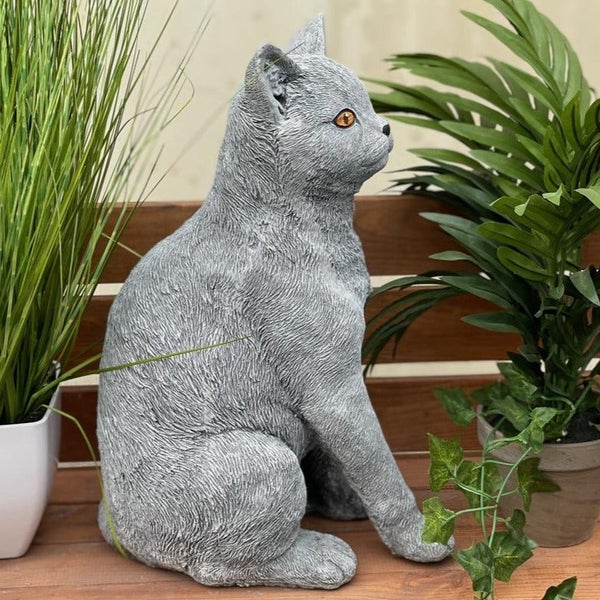 Dekorative Katzenfigur aus Stein für den Garten oder Innenbereich
