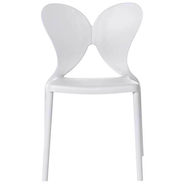 Weißer Kunststoffstuhl mit Schmetterlingslehne