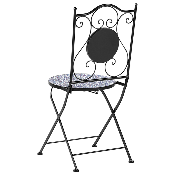 Klappbarer Gartenstuhl aus Metall mit Mosaiksitzfläche