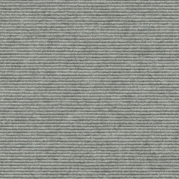 Gerippte Teppichboden-Struktur in Grau mit horizontalen Linien.