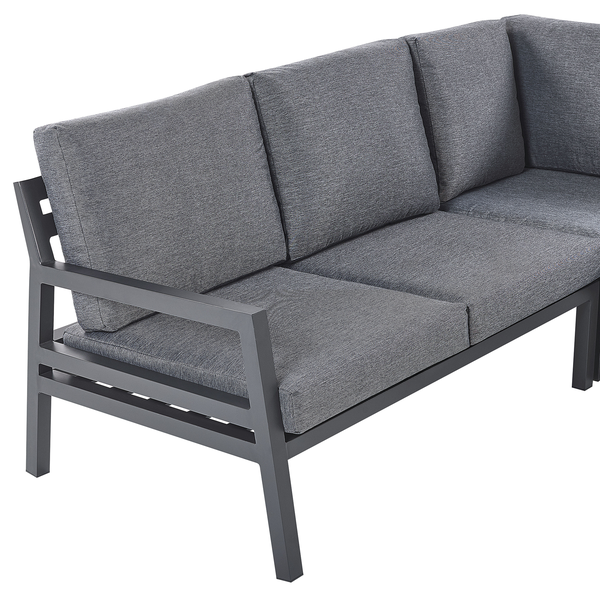Garten Ecksofa mit Tisch 5-Sitzer VIZZINI Metall Grau