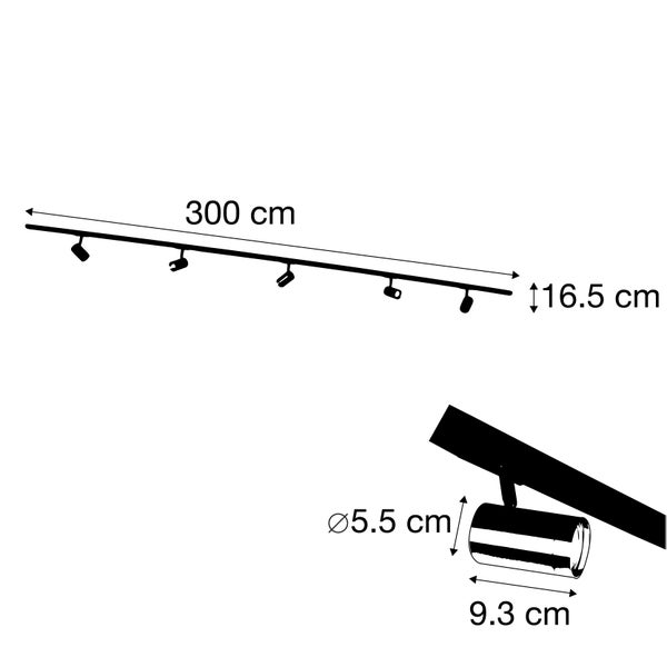 Schienensystem mit 5 Punkten 1-phasig schwarz mit Gold - Jeana
