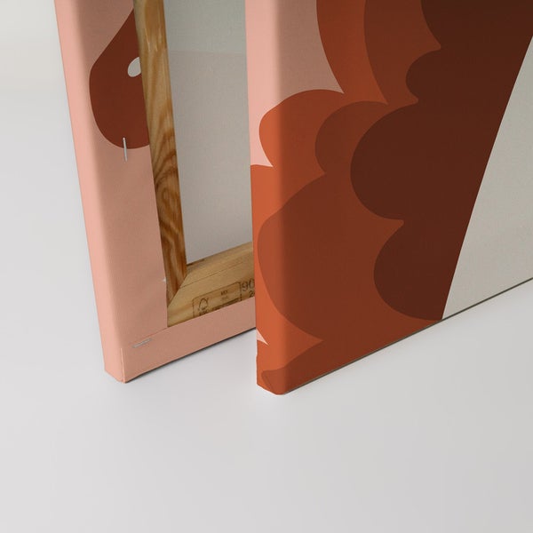 Nahaufnahme von zwei Leinwandbildern mit abstraktem Design und Holzrahmen