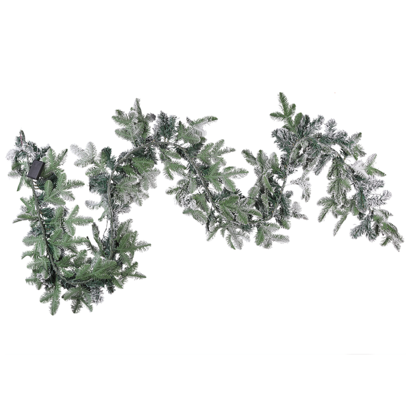 Weihnachtsgirlande weiß mit LED-Beleuchtung Schnee bedeckt 180 cm SUNDO
