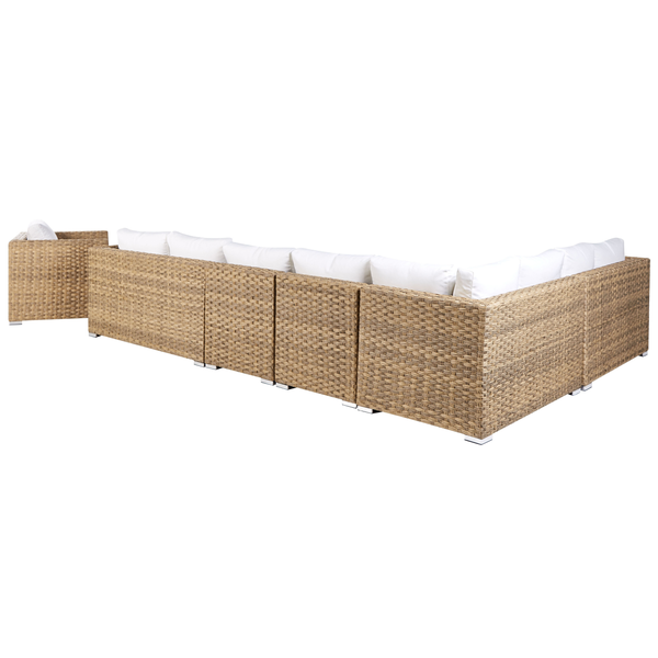 Lounge Set mit Tisch 8-Sitzer XXL rechtsseitig modular Polyrattan Hellbraun