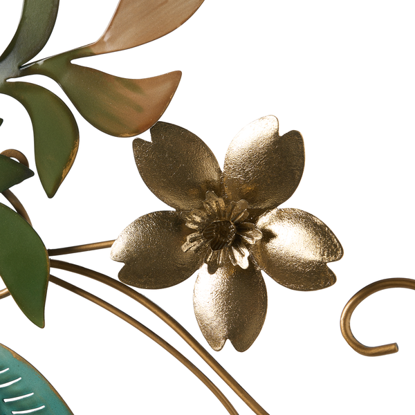 Dekorative Metallblume mit Blättern für die Wandmontage