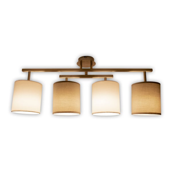 4er Deckenleuchte TILDE, klassische Deckenlampe aus Metall und Textil in Grau mit E27-Fassung, 82 cm lang, die Schirme sind verstellbar, ideal für Wohnzimmer, Esszimmer und Schlafzimmer