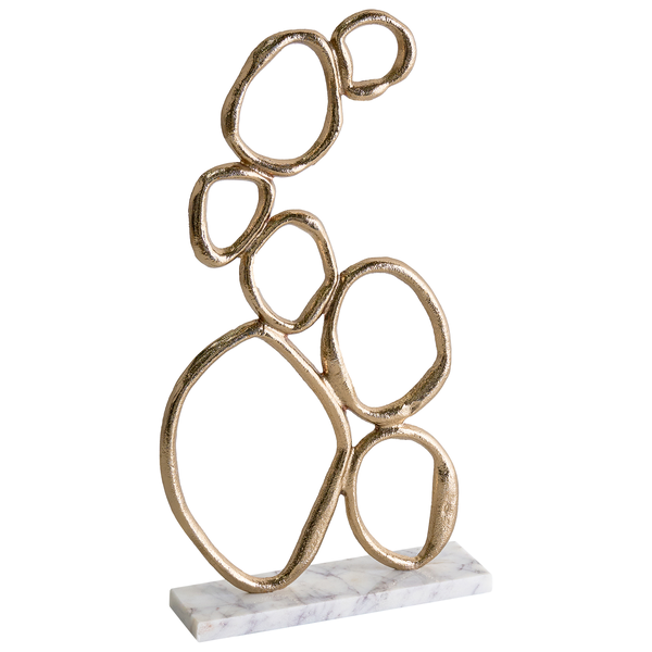 Dekorative Skulptur mit abstrakten Kreisen auf einem Marmorsockel
