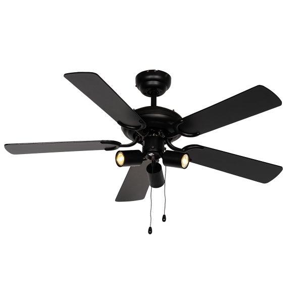 Deckenventilator schwarz mit Zugschalter 3-flammig - Mistral Jeana