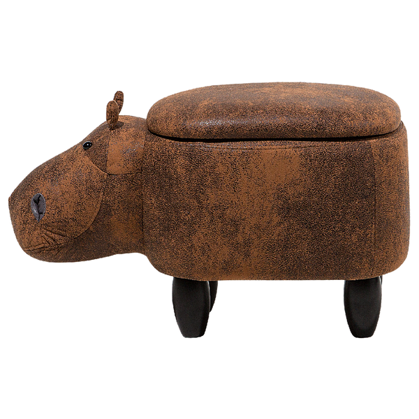 Braun Hippo Hocker mit Stauraum